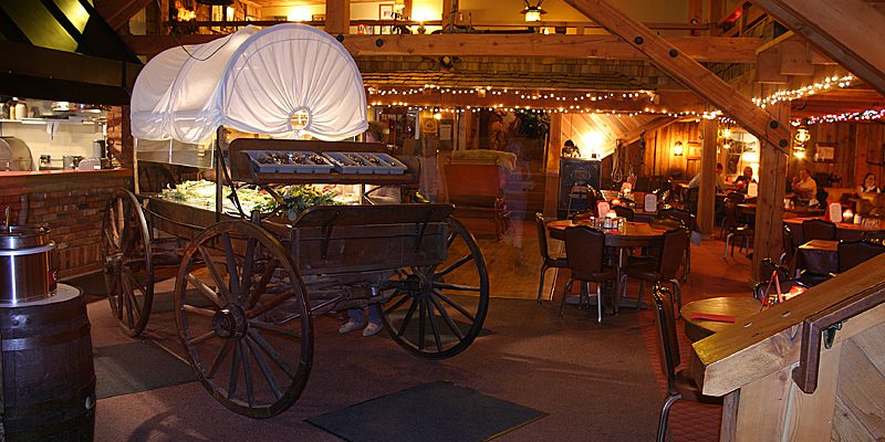 Haines Steak House world famous chuck wagon salad bar, served buffet style in an actual wagon.